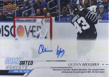 2019-20 Upper Deck Game Dated Moments - Autographs #44 Quinn Hughes Front