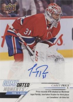 2019-20 Upper Deck Game Dated Moments - Autographs #47 Carey Price Front