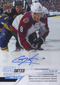 2019-20 Upper Deck Game Dated Moments - Autographs #48 Cale Makar Front