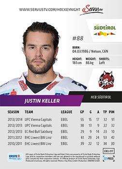 2014-15 Playercards Premium (EBEL) #017 Justin Keller Back