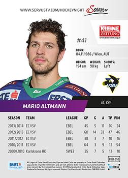 2014-15 Playercards Premium (EBEL) #052 Mario Altmann Back