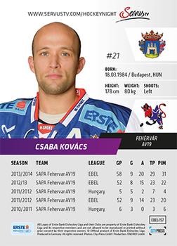 2014-15 Playercards Premium (EBEL) #157 Csaba Kovacs Back