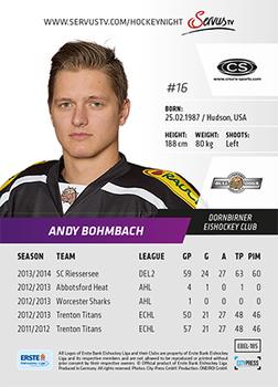 2014-15 Playercards Premium (EBEL) #185 Andy Bohmbach Back