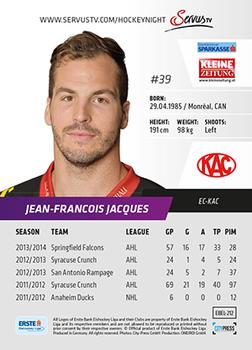 2014-15 Playercards Premium (EBEL) #212 Jean-Francois Jacques Back