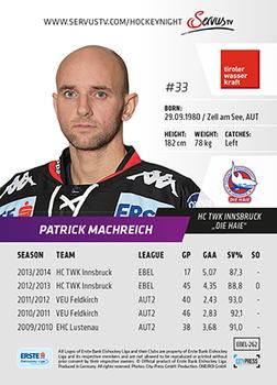 2014-15 Playercards Premium (EBEL) #262 Patrick Machreich Back