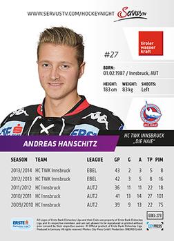 2014-15 Playercards Premium (EBEL) #273 Andreas Hanschitz Back