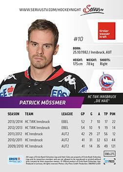 2014-15 Playercards Premium (EBEL) #275 Patrick Mössmer Back