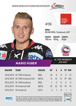 2014-15 Playercards Premium (EBEL) #279 Mario Huber Back