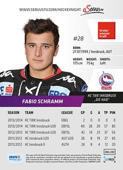2014-15 Playercards Premium (EBEL) #280 Fabio Schramm Back