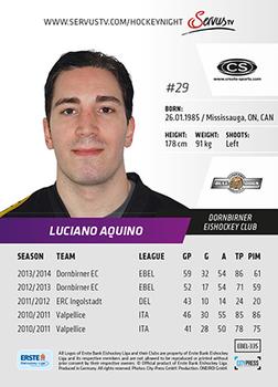 2014-15 Playercards Premium (EBEL) #335 Luciano Aquino Back