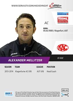 2014-15 Playercards Premium (EBEL) #345 Alexander Mellitzer Back