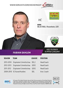 2014-15 Playercards Premium (EBEL) #357 Fabian Dahlem Back