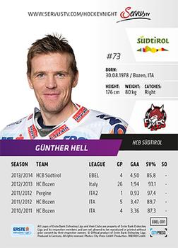 2014-15 Playercards (EBEL) #EBEL-001 Günther Hell Back