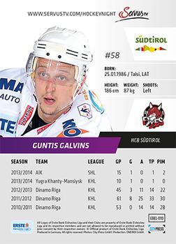 2014-15 Playercards (EBEL) #EBEL-010 Guntis Galvins Back