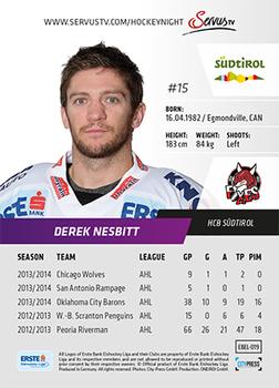 2014-15 Playercards (EBEL) #EBEL-019 Derek Nesbitt Back