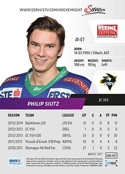2014-15 Playercards (EBEL) #EBEL-057 Philip Siutz Back