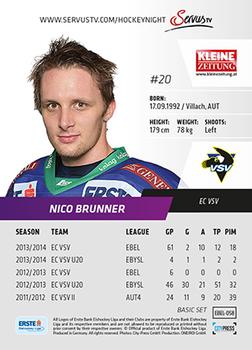2014-15 Playercards (EBEL) #EBEL-058 Nico Brunner Back