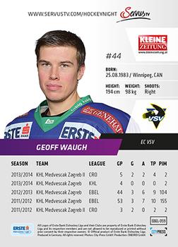2014-15 Playercards (EBEL) #EBEL-059 Geoff Waugh Back