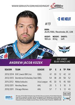2014-15 Playercards (EBEL) #EBEL-089 Andrew Kozek Back