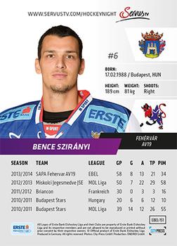 2014-15 Playercards (EBEL) #EBEL-151 Bence Sziranyi Back