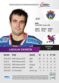 2014-15 Playercards (EBEL) #EBEL-160 Ladislav Sikorcin Back