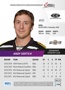 2014-15 Playercards (EBEL) #EBEL-176 Andy Sertich Back