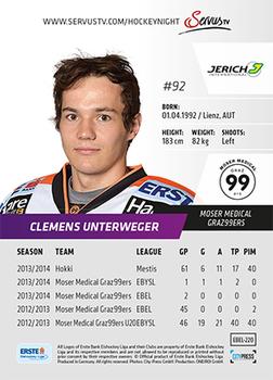 2014-15 Playercards (EBEL) #EBEL-220 Clemens Unterweger Back