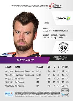 2014-15 Playercards (EBEL) #EBEL-225 Matt Kelly Back