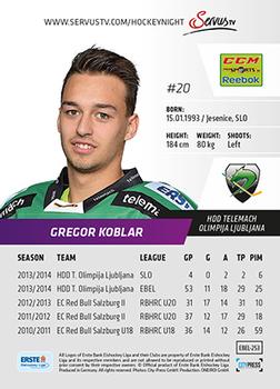 2014-15 Playercards (EBEL) #EBEL-253 Gregor Koblar Back