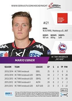 2014-15 Playercards (EBEL) #EBEL-272 Mario Ebner Back