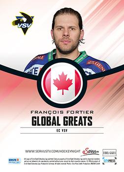 2014-15 Playercards (EBEL) - Global Greats #EBEL-GG03 Francois Fortier Back