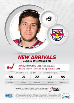 2012-13 Playercards EBEL - New Arrivals #EBEL-NA05 Justin DiBenedetto Back