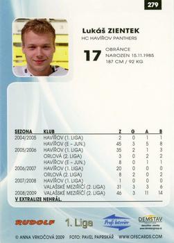 2009-10 Czech OFS Plus #279 Lukas Zientek Back