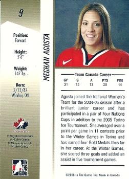 2006-07 In The Game Going For Gold Canadian Women's National Team #9 Meghan Agosta Back