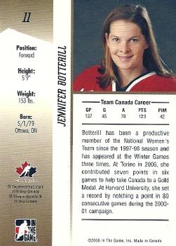 2006-07 In The Game Going For Gold Canadian Women's National Team #11 Jennifer Botterill Back