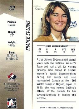 2006-07 In The Game Going For Gold Canadian Women's National Team #23 France St. Louis Back