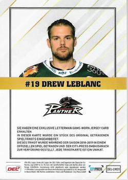 2018-19 Playercards (DEL) - Letterman #DEL-LM01 Drew Leblanc Back