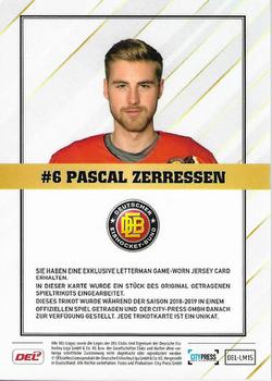 2018-19 Playercards (DEL) - Letterman #DEL-LM15 Pascal Zerressen Back