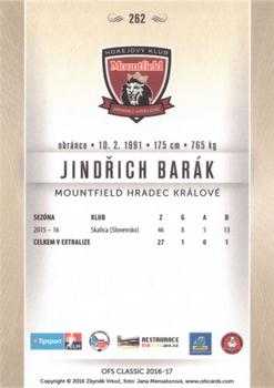 2016-17 OFS Classic Serie II #262 Jindrich Barak Back