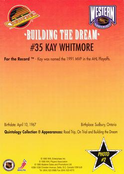 1995-96 Vancouver Canucks Building the Dream #2 Kay Whitmore Back
