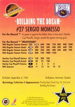 1995-96 Vancouver Canucks Building the Dream #12 Sergio Momesso Back