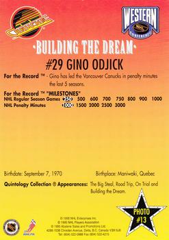 1995-96 Vancouver Canucks Building the Dream #13 Gino Odjick Back