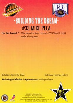 1995-96 Vancouver Canucks Building the Dream #17 Mike Peca Back