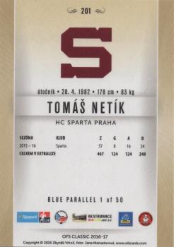 2016-17 OFS Classic Serie II - Blue #201 Tomas Netik Back