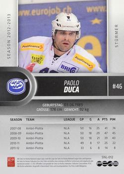 2012-13 Swiss National League #12 Paolo Duca Back