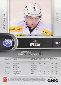 2012-13 Swiss National League #22 Tim Weber Back