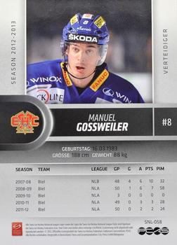 2012-13 Swiss National League #58 Manuel Gossweiler Back