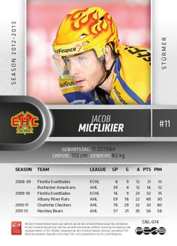 2012-13 Swiss National League #74 Jacob Micflikier Back