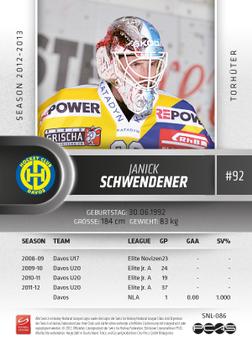 2012-13 Swiss National League #86 Janick Schwendener Back