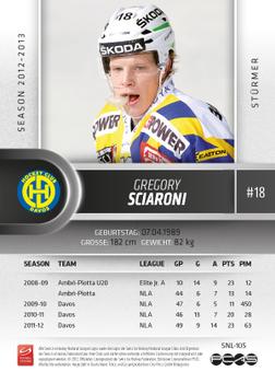 2012-13 Swiss National League #105 Gregory Sciaroni Back